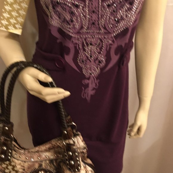 RARE FIND y2k deep purple dereon sweater dress with crystal details! - Picture 15 of 16